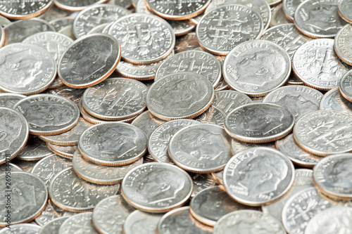 Photos Close up of United States coins, Dimes