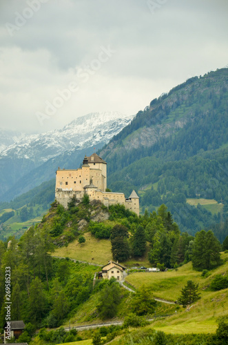 Tarasp castle in the swiss alps
