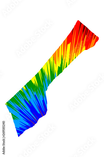 Gaza Strip - map is designed rainbow abstract colorful pattern, Gaza Strip map made of color explosion,