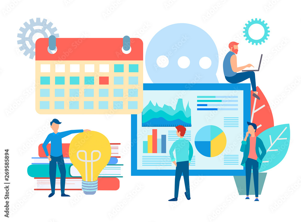 Naklejka premium Team work and web optimization concept vector illustration.