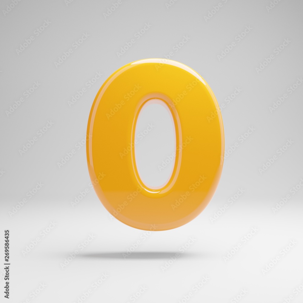 Glossy yellow number 0 isolated on white background. Glossy yellow number 0 isolated on white background.