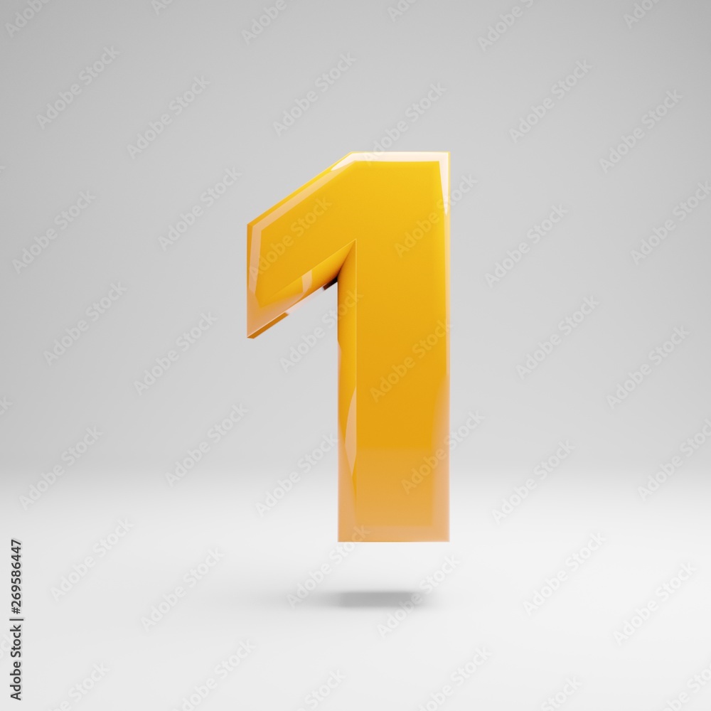 Glossy yellow number 1 isolated on white background. Glossy yellow number 1 isolated on white background.