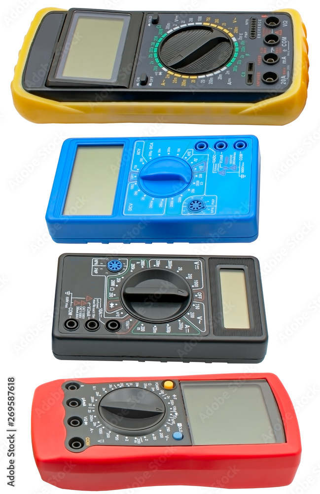Fototapeta premium Digital multimeters on a white