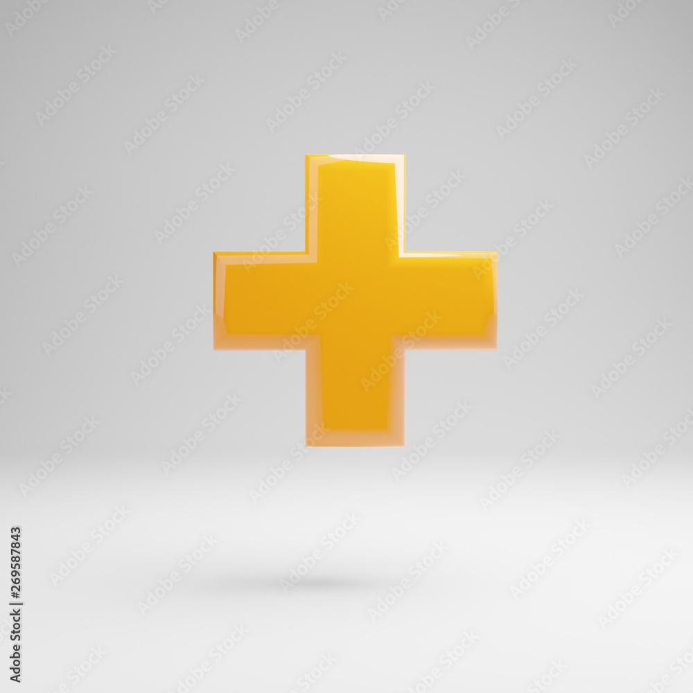 Glossy yellow plus symbol isolated on white background. Glossy yellow plus symbol isolated on white background.