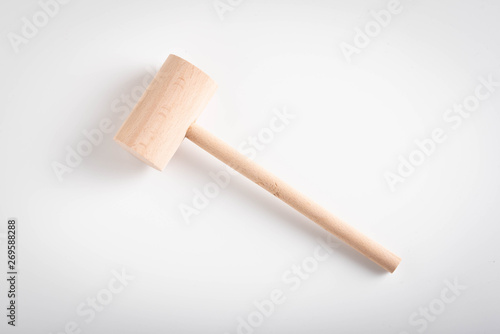 isolated wood hammmer for crab cracking