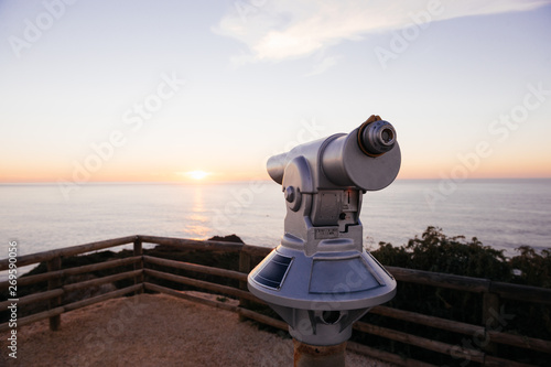 Touristic telescope at viewpoint in Arrifana Portugal