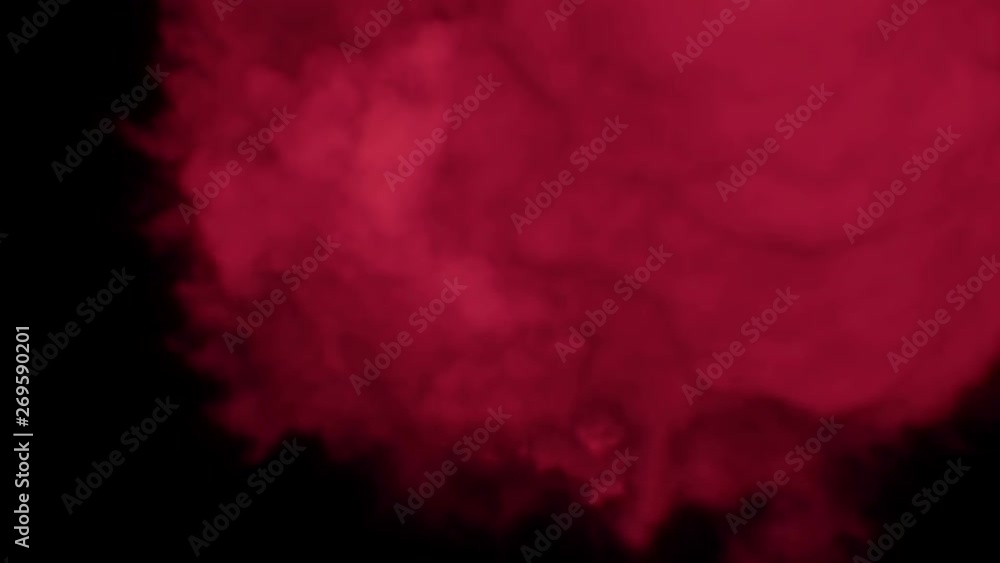 Red 3D smoke explosion shockwave effect and divergent wave isolated on black background. Abstract smoke explosion animation with alpha channel. Top camera view from above. Red 3D smoke explosion shockwave effect and divergent wave isolated on black background. Abstract smoke explosion animation with alpha channel. Top camera view from above.