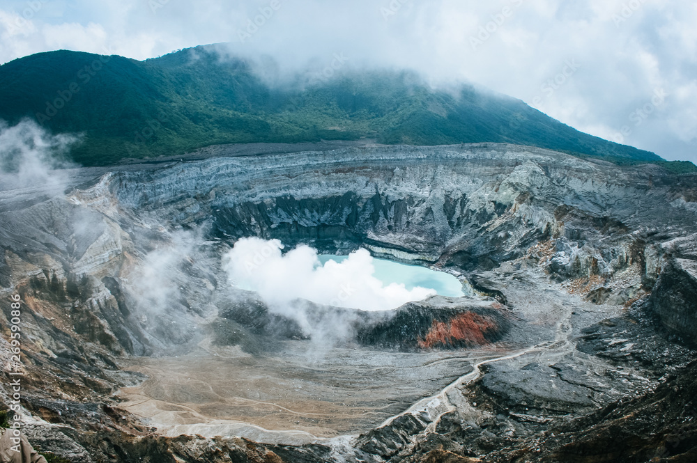 The turquoise crater of Poas Volcano National Park, Costa Rica