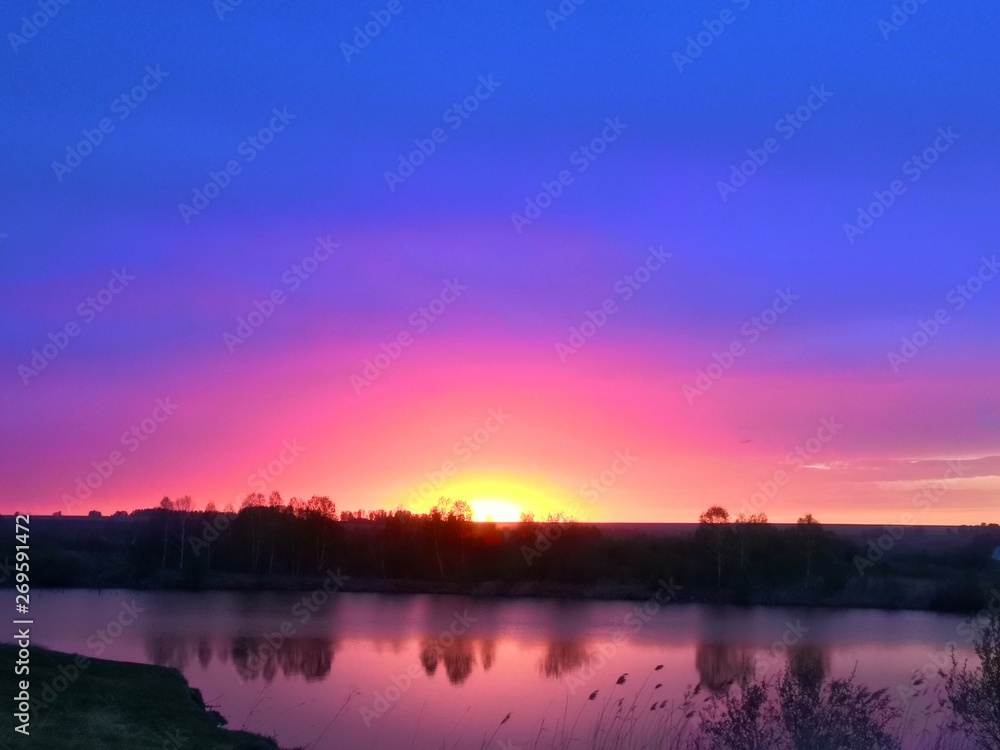 Sunset and lake Sunset and lake