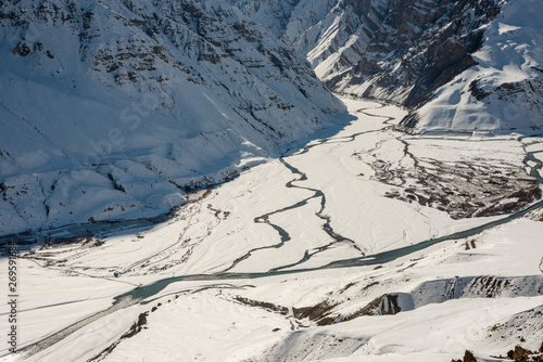 pin river and spiti river in Himalayas. Spiti valley, Himachal Pradesh, India photo