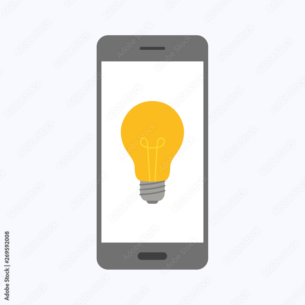 Light bulb with smartphone, business concept vector illustration Light bulb with smartphone, business concept vector illustration