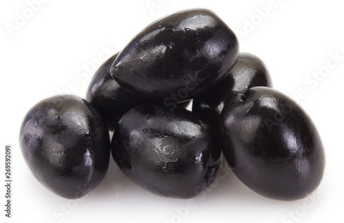 Black olives on white background