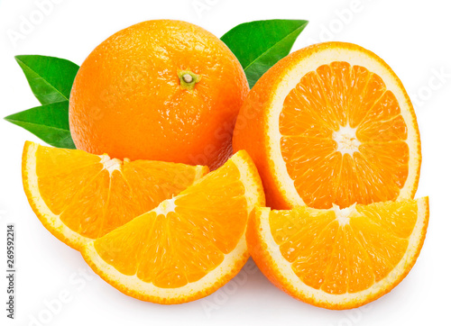 Fresh orange on white background