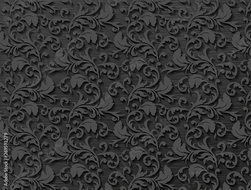 Metallic textura ornate floral retro