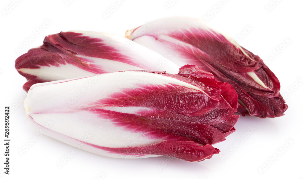 Red chicory on white background Red chicory on white background
