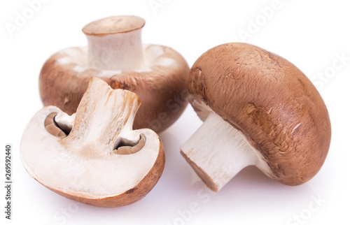 Fresh mushrooms on white background