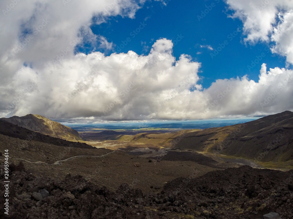beautiful view over the Tongariro National Park on the Tangariiro Alpine Corssing path, New Zealand beautiful view over the Tongariro National Park on the Tangariiro Alpine Corssing path, New Zealand
