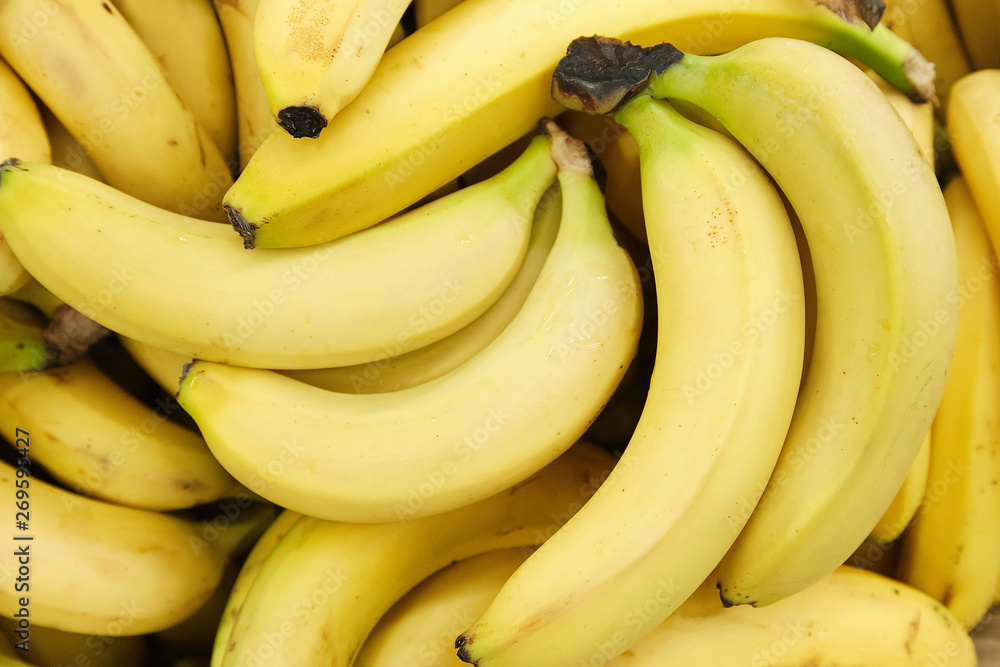 Fresh yellow bananas raw fruits