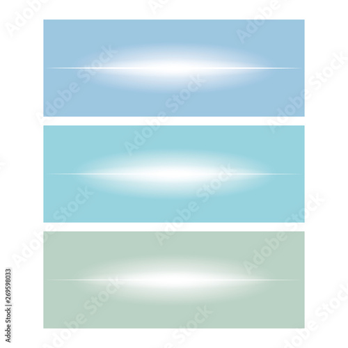 Set of soft neon flashe lines and lights on a gently blue photo