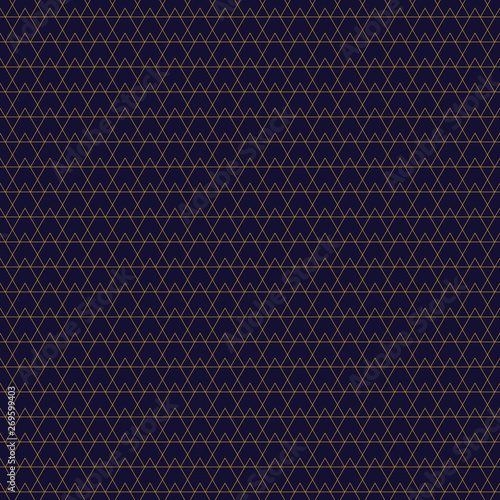Golden seamless pattern. Modern stylish gold texture and geometric pattern with squares, triangles and hexagons. Repeating goldish tiles with overlapping leaner shapes. Vector.