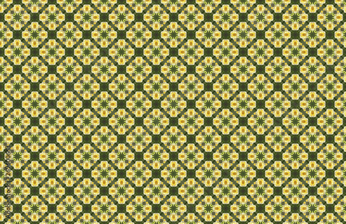Yellow Green Bamboo Diamond Shape Abstract Geometric Pattern