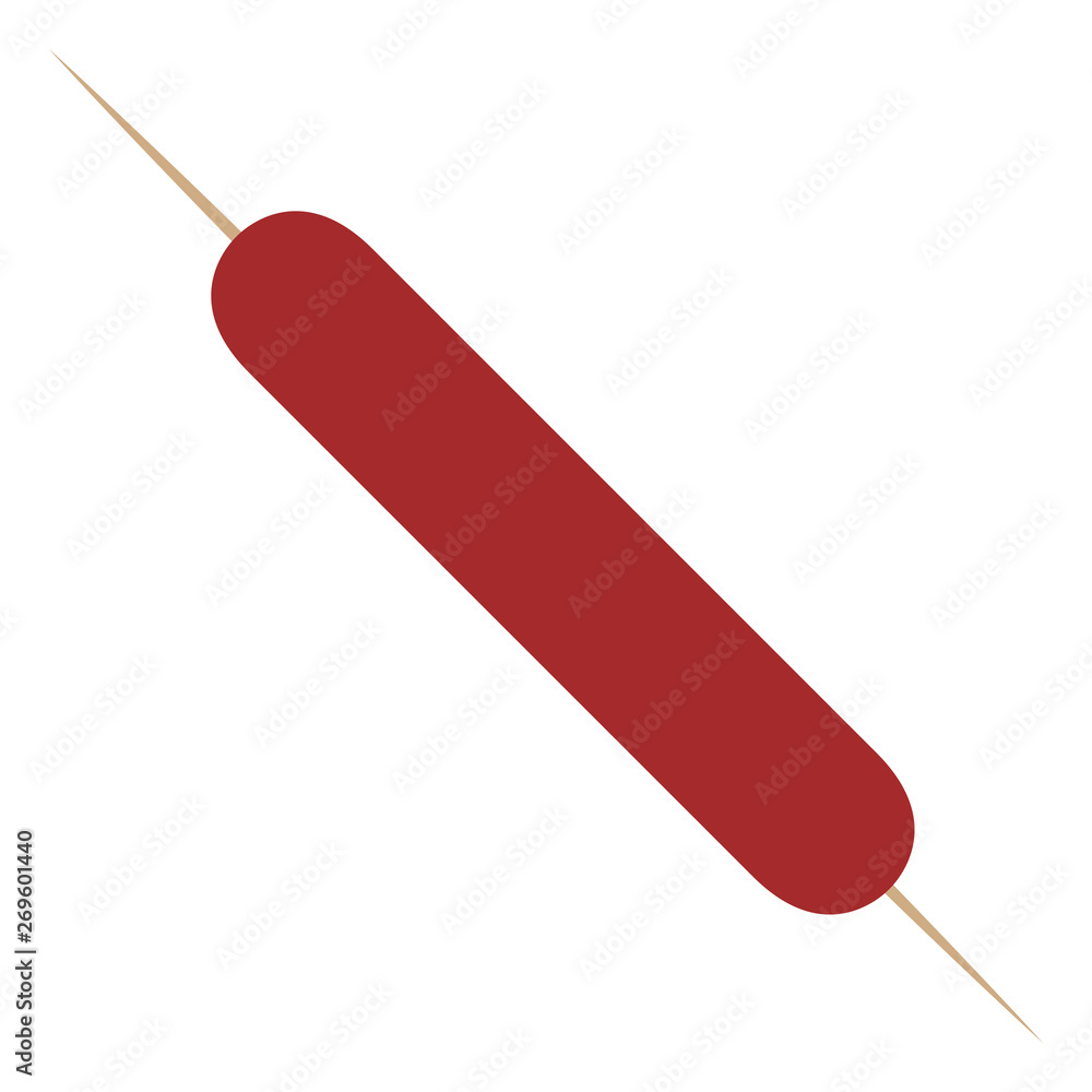 Isolated simple brochette with a sausage - Vector Isolated simple brochette with a sausage - Vector