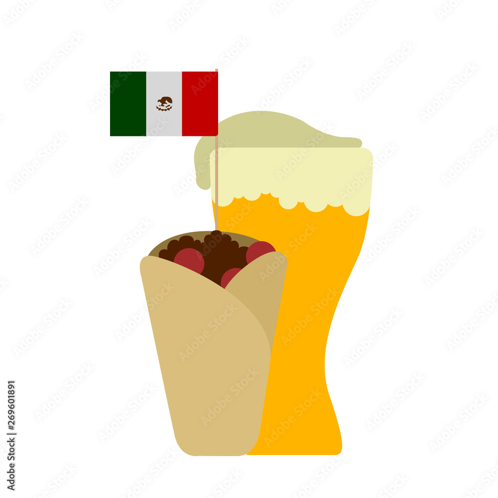 Combo of a taco with a soda. Mexican food - Vector Combo of a taco with a soda. Mexican food - Vector