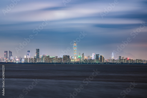 Shenzhen City  Guangdong  China city skyline night view