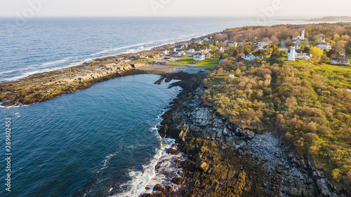 Maine New England Coastline with Lighthouses