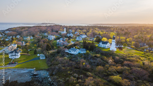 Maine New England Coastline with Lighthouses