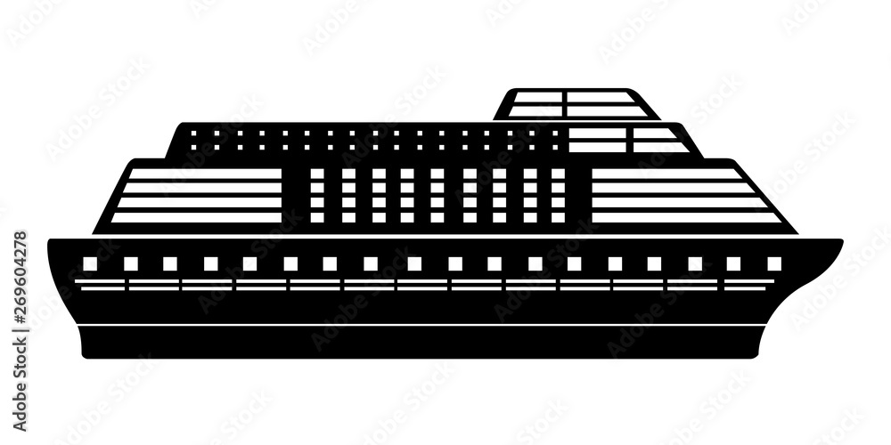 Isolated side view of a cruise ship icon - Vector Isolated side view of a cruise ship icon - Vector