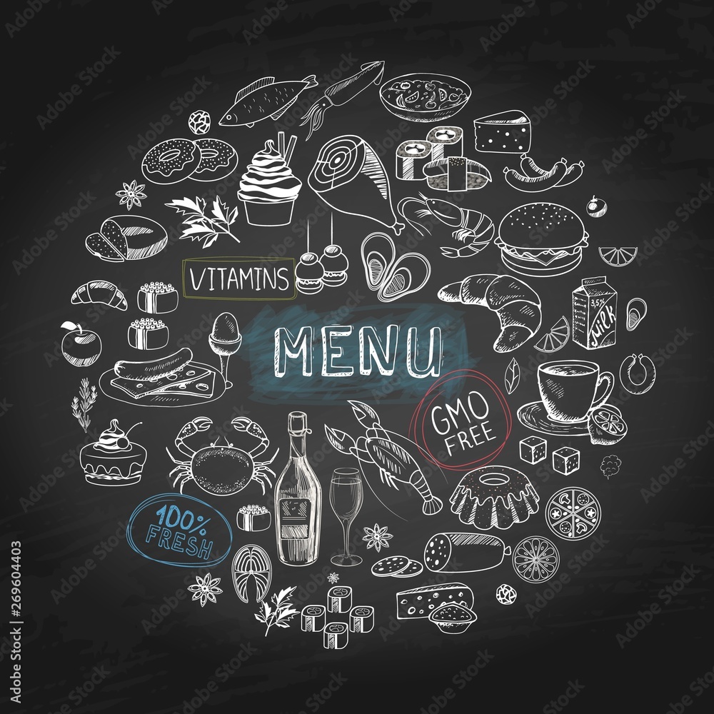 Hand Drawn Cafe Menu Round Concept Hand Drawn Cafe Menu Round Concept