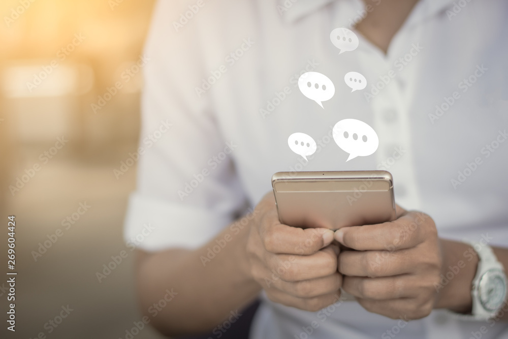 woman hand use smart phone, Chatting and messaging concept woman hand use smart phone, Chatting and messaging concept