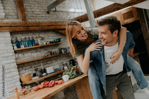 Lovely couple having fun to...