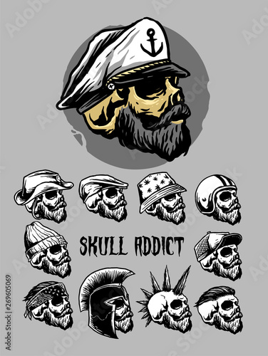skull bearded set