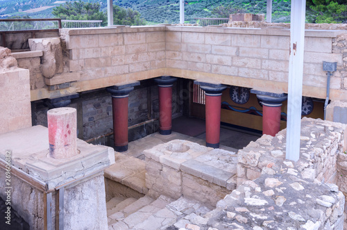 Knossos Palace, Crete / Greece. The Grand Staircase is leading to the royal apartments. It is in the east wing of the Knossos Palace