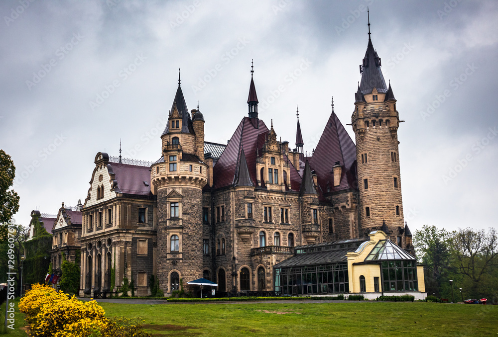 Fototapeta premium Moszna Castle located in a Moszna village, Upper Silesia, Poland