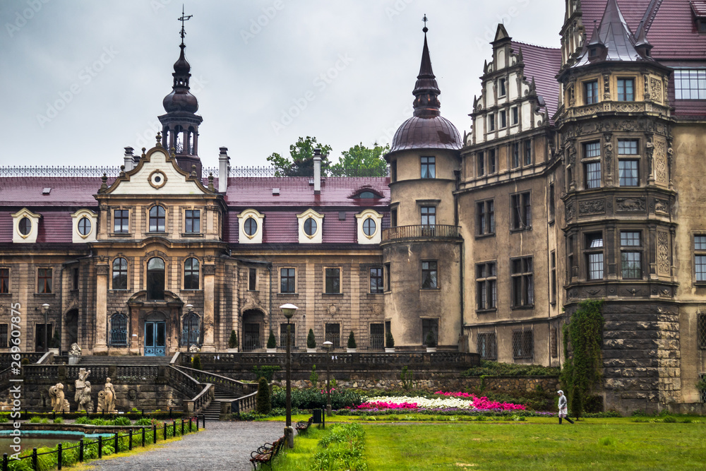 Fototapeta premium Moszna Castle located in a Moszna village, Upper Silesia, Poland