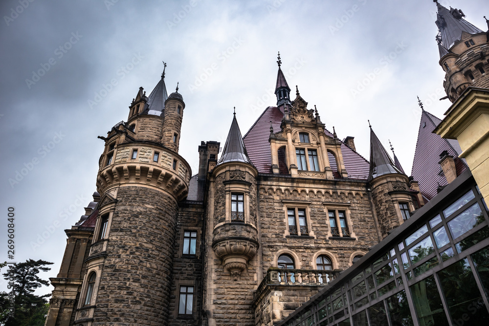 Fototapeta premium Moszna Castle located in a Moszna village, Upper Silesia, Poland