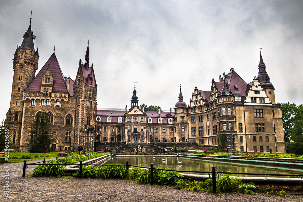 Naklejka premium Moszna Castle located in a Moszna village, Upper Silesia, Poland