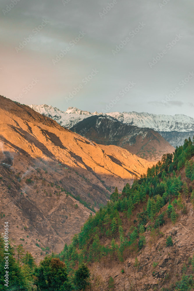 Photo of Himalayas mountains in twilight. Himachal - India