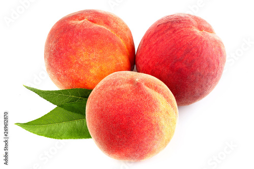 Homemade ripe peaches isolated.