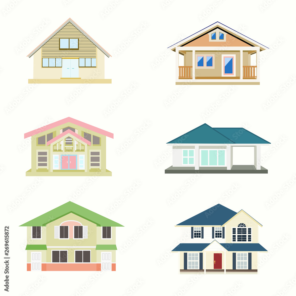 Set vector of  house  on a white background