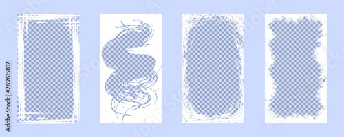 Vector set for social media from four templates-frames (16:9) for stories created from brush strokes. Vector EPS 10.