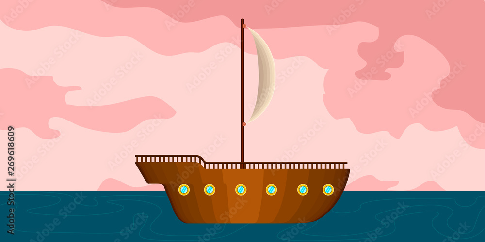 Obraz premium Side view of a sailboat in a landscape - Vector