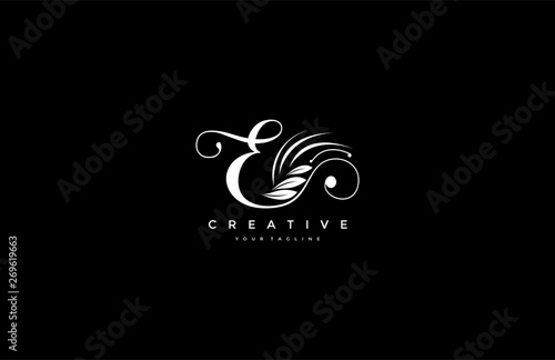 E letter luxury flourishes ornament logo