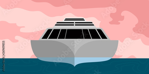 Front view of a yacht in a landscape - Vector