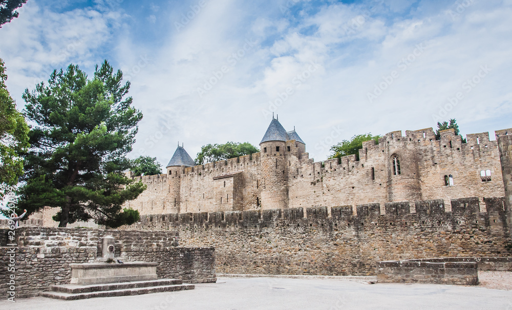 Ramparts of the Medieval City of Carcassonne in France