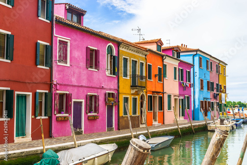 Colorful houses in Burano, Venice, Italy © offcaania
