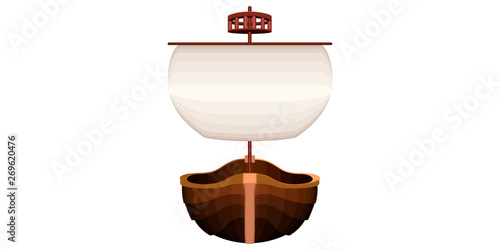 Isolated front view of a pirate ship - Vector